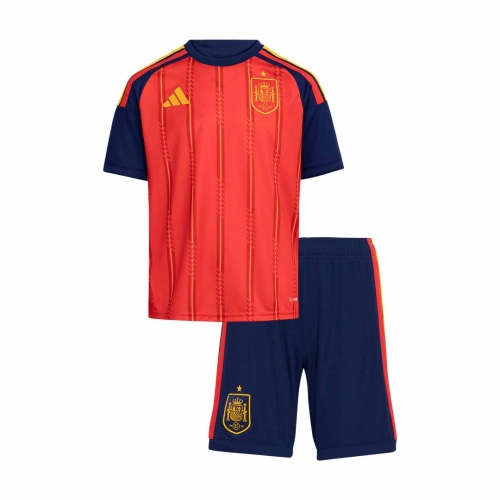 Kids Spain Home Soccer Jersey Kit(Jersey+Shorts) World Cup 2026 Red