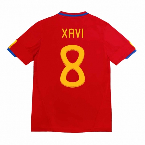 Spain XAVI #8 Home Soccer Jersey Retro 2010