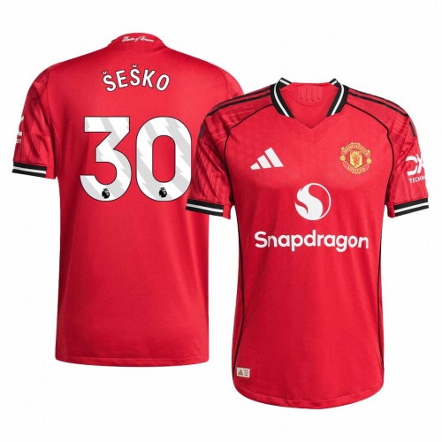 ?E?KO #30 Authentic Manchester United Home Soccer Jersey 2025/26 Red