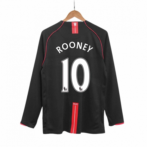 Manchester United ROONEY #10 Away Soccer Jersey Retro 2007/08 - Long Sleeve