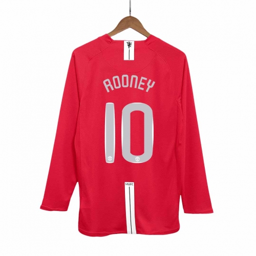 Manchester United ROONEY #10 Home Soccer Jersey Retro 2007/08 - Long Sleeve (UCL Final)