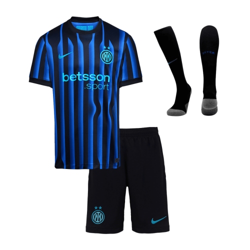 Kid's Inter Milan Home Soccer Jersey Kit(Jersey+Shorts+Socks) 2025/26 Blue&Black