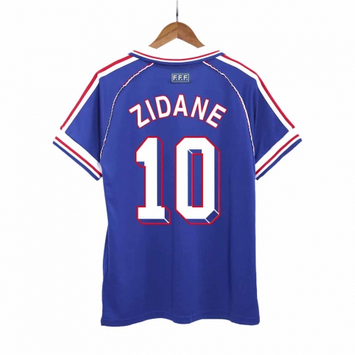 France ZIDANE #10 Home Soccer Jersey Retro 1998