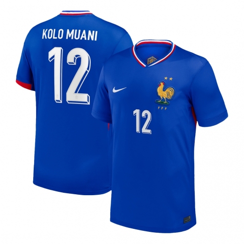 KOLO MUANI#12 France Euro Home Soccer Jersey Blue