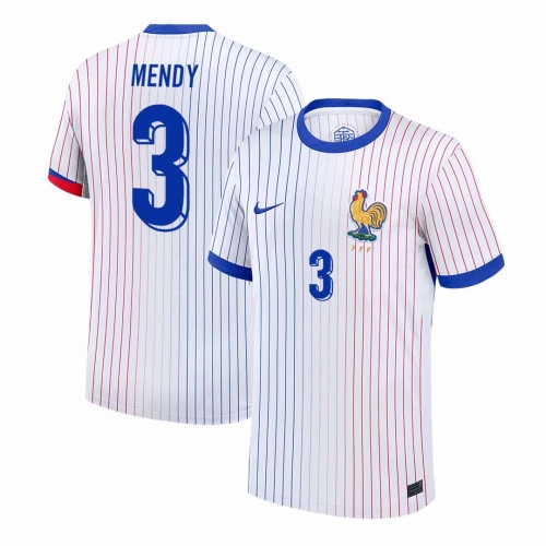 MENDY #3 France Euro Away Soccer Jersey White