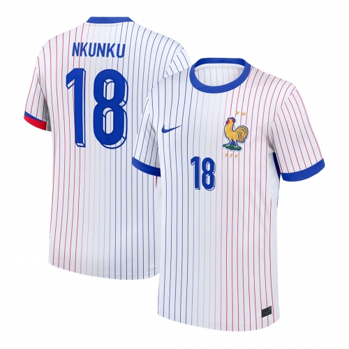NKUNKU #18 France Euro Away Soccer Jersey White