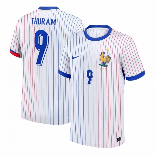 THURAM #9 France Euro Away Soccer Jersey White