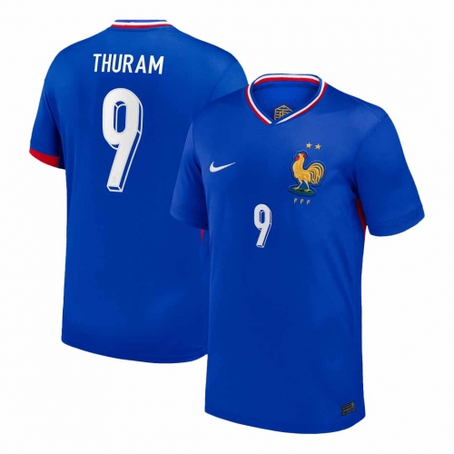 THURAM #9 France Euro Home Soccer Jersey Blue
