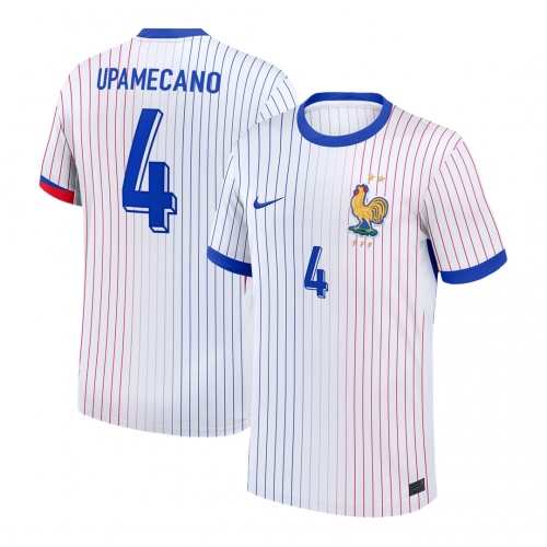 UPAMECANO #4 France Euro Away Soccer Jersey White