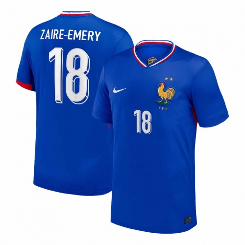 ZAIRE-EMERY #18 France Euro Home Soccer Jersey Blue