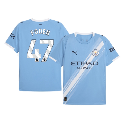 FODEN #47 Manchester City Home Soccer Jersey 2025/26 Blue