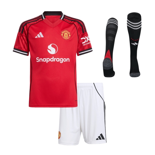 Kid's Manchester United Home Soccer Jersey Kit(Jersey+Shorts+Socks) 2025/26 Red