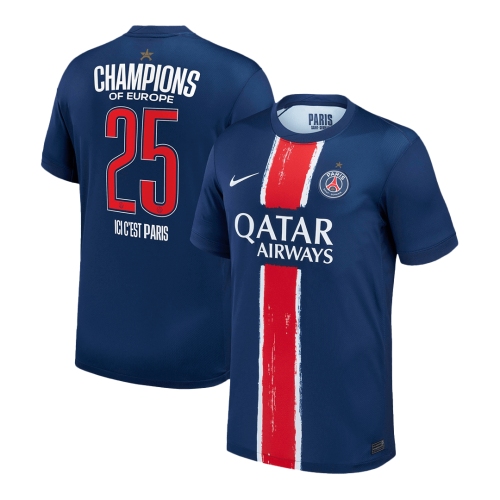 CHAMPIONS #25 PSG Home Soccer Jersey 2024/25 Navy - CHAMPIONS OF EUROPE