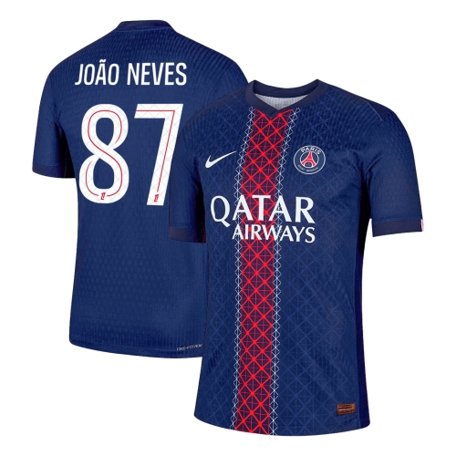 JO?O NEVES #87 Authentic PSG Home Soccer Jersey 2025/26 Navy