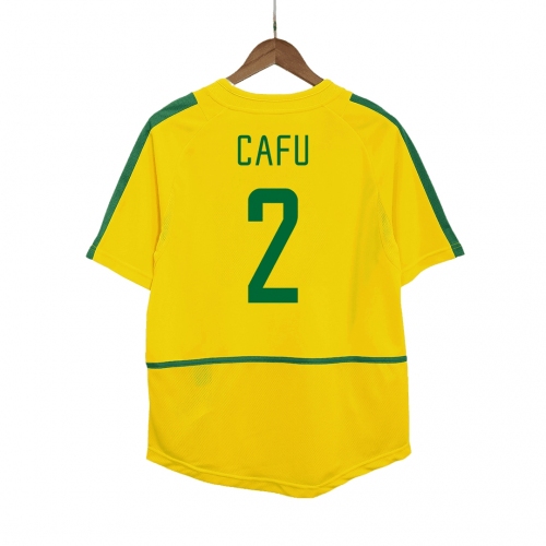 Brazil CAFU #2 Home Soccer Jersey Retro 2002/03