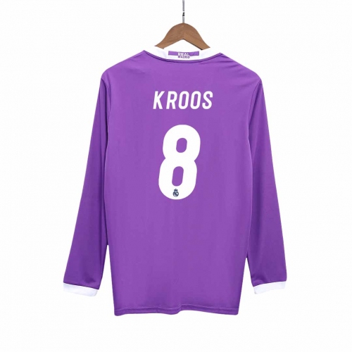 Real Madrid KROOS #8 Away Soccer Jersey Retro 2016/17 - Long Sleeve