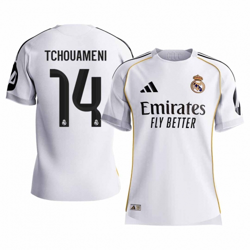 TCHOUAMENI #14 Authentic Real Madrid Home Soccer Jersey 2025/26 White