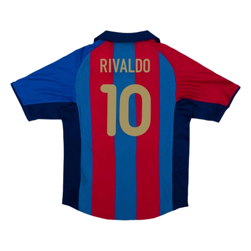 Barcelona RIVALDO #10 Home Soccer Jersey Retro 2001/02