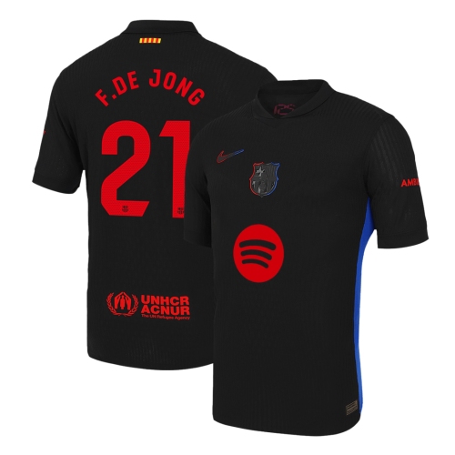 Barcelona F.DE JONG #21 Away Soccer Jersey Authentic 2024/25 - Spotify Logo Without Text