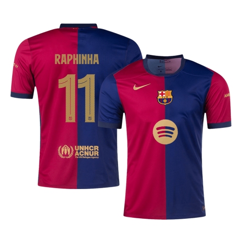 Barcelona RAPHINHA #11 Home Soccer Jersey 2024/25 - UCL Edition(Spotify Logo Without Text)