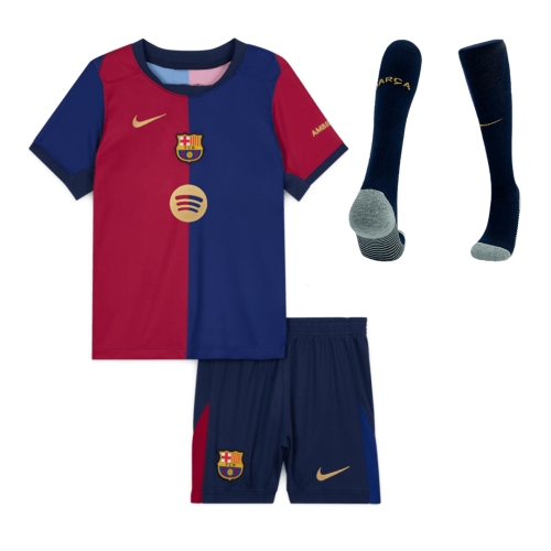 Barcelona Home Jersey Kit 2024/25 Kids(Jersey+Shorts+Socks)-Spotify Logo Without Text