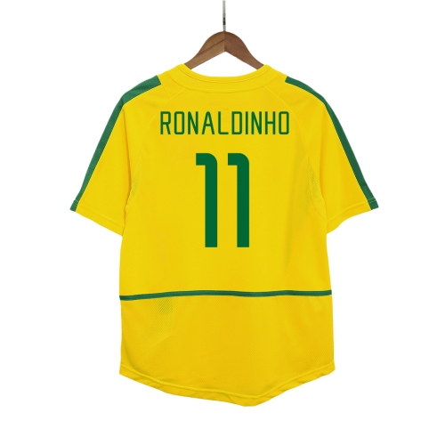 Brazil RONALDINHO #11 Home Soccer Jersey Retro 2002/03
