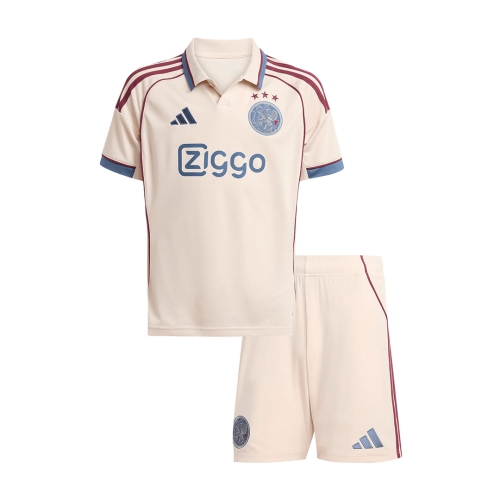 Kid's Ajax Third Away Soccer Jersey Kit 25/26 White