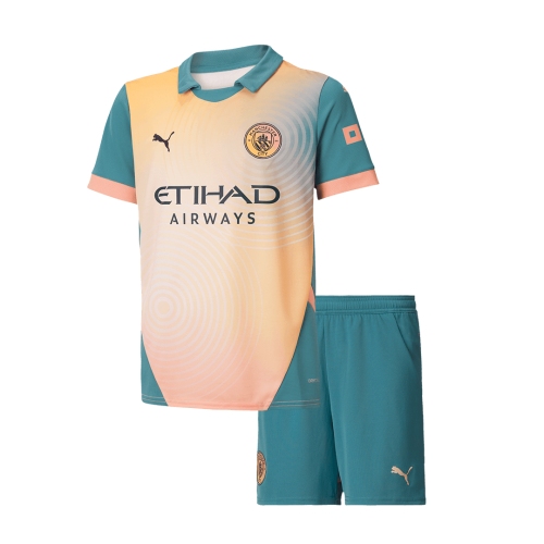 Manchester City Fourth Away Soccer Jersey Kit 2024/25 Kids(Jersey+Shorts)- Definitely City (UCL)