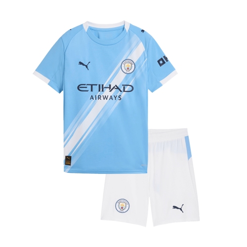 Manchester City Home Soccer Jersey Kit 2025/26 Kids(Jersey+Shorts)