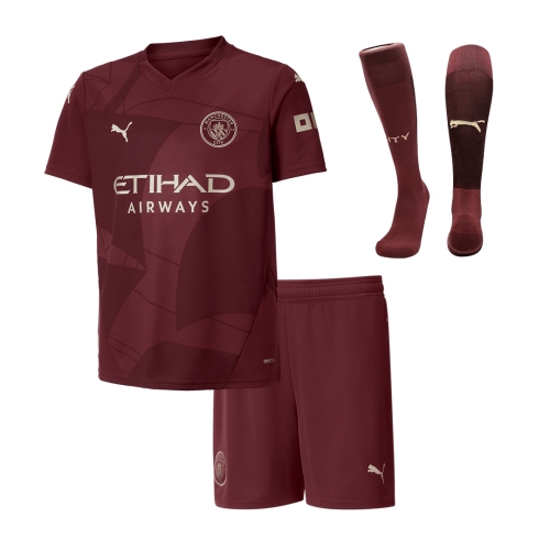 Manchester City Third Away Soccer Jersey Kit 2024/25 Kids(Jersey+Shorts+Socks)