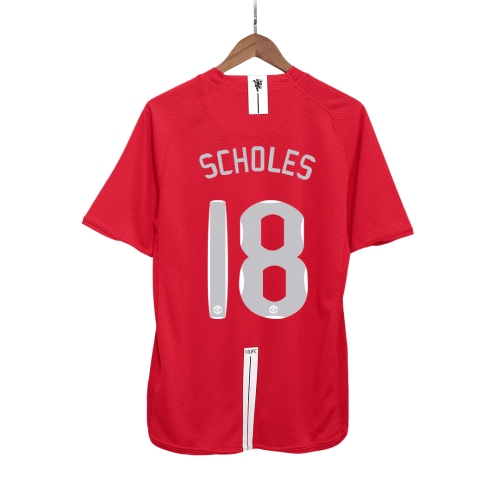 Manchester United SCHOLES #18 Home Soccer Jersey Retro 2007/08 - UCL Final