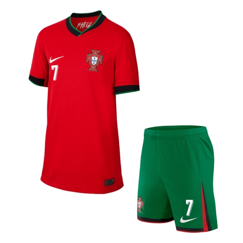 Portugal RONALDO #7 Home Jersey Kit EURO 2024 Kids(Jersey+Shorts)
