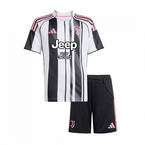 Juventus Home Soccer Jersey Kit 2025/26 Kids(Jersey+Shorts)