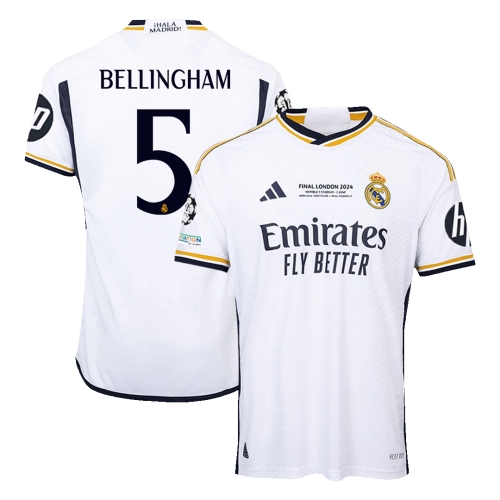 Real Madrid BELLINGHAM #5 Home Jersey Authentic 2023/24 - UCL FINAL