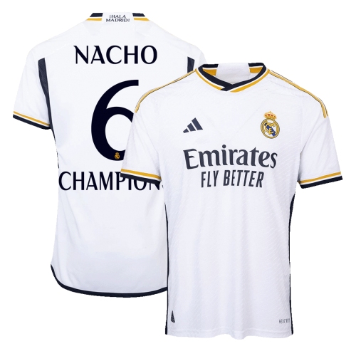 Real Madrid NACHO #6 CHAMPIONS Home Jersey Authentic 2023/24