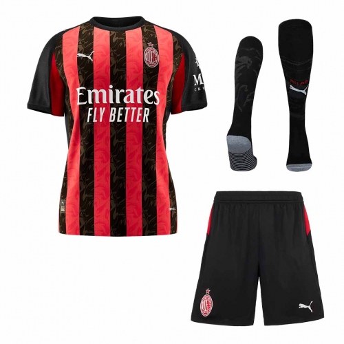 AC Milan Home Soccer Jersey Kit(Jersey+Shorts+Socks) 2025/26 Red&Black