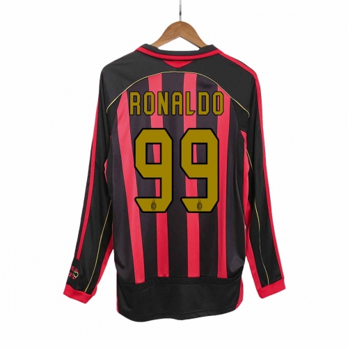 AC Milan RONALDO #99 Long Sleeve Home Soccer Jersey Retro 2006/07