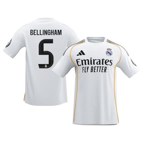Real Madrid BELLINGHAM #5 Home Soccer Jersey 2025/26