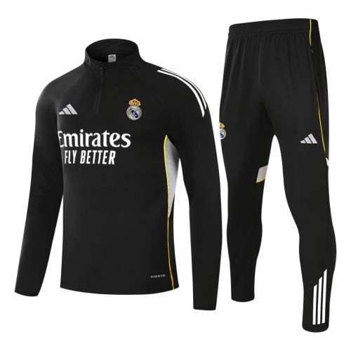 Real Madrid Sweatshirt Kit 2025/26 - Black (Top+Pants)