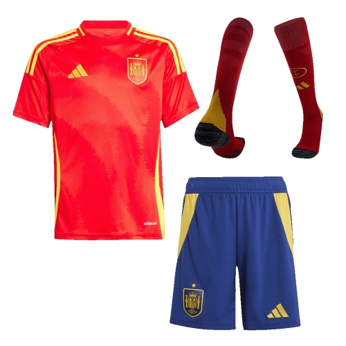 Spain Home Jersey Kit EURO 2024 Kids(Jersey+Shorts+Socks)