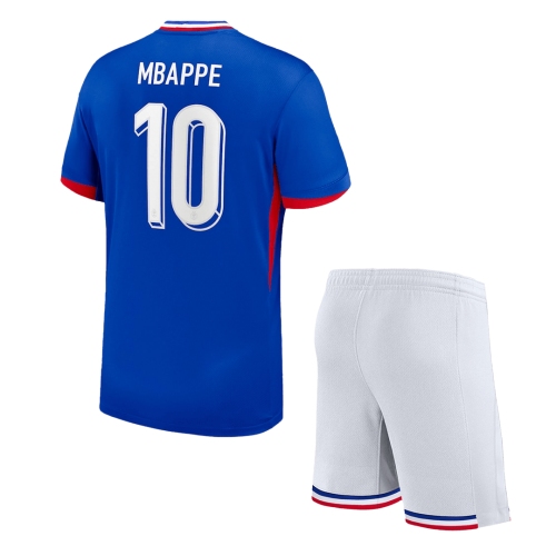 France MBAPPE #10 Home Jersey Kit EURO 2024 Kids(Jersey+Shorts)