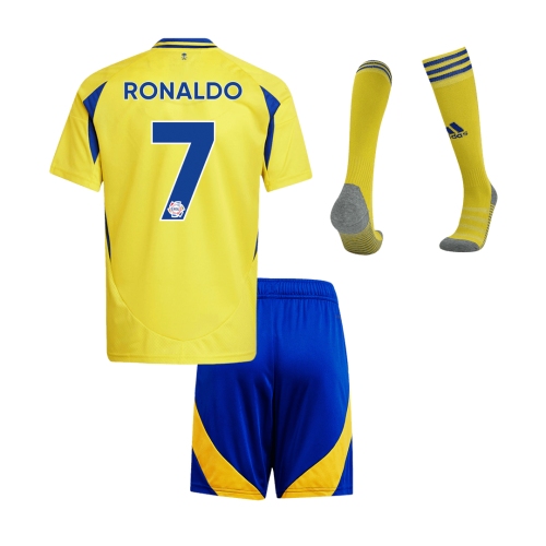 Al Nassr RONALDO #7 Home Soccer Jersey Kit 2024/25 Kids(Jersey+Shorts+Socks)