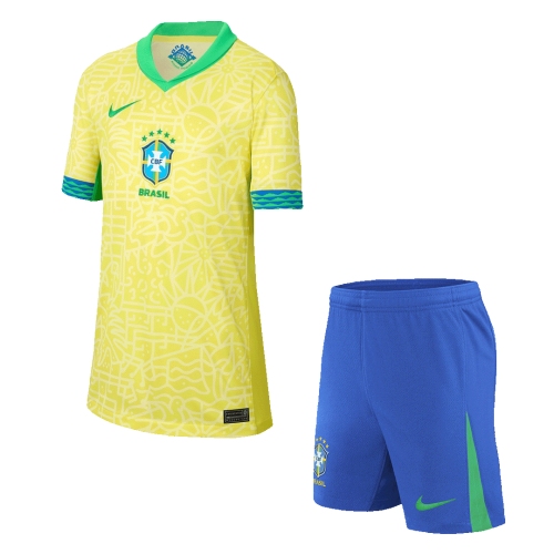 Brazil Home Jersey Kit Copa America 2024 Kids(Jersey+Shorts)